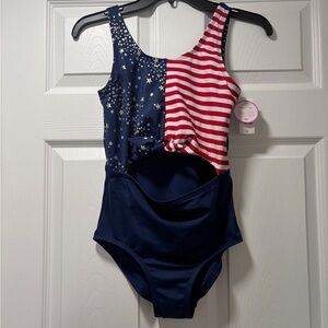 Justice Red, White, and Blue Kids Swim One Piece